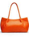 Midi woven leather bag, orange, front