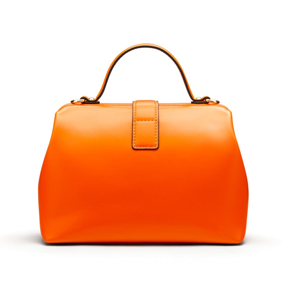 Mini leather Gladstone bag, orange, back