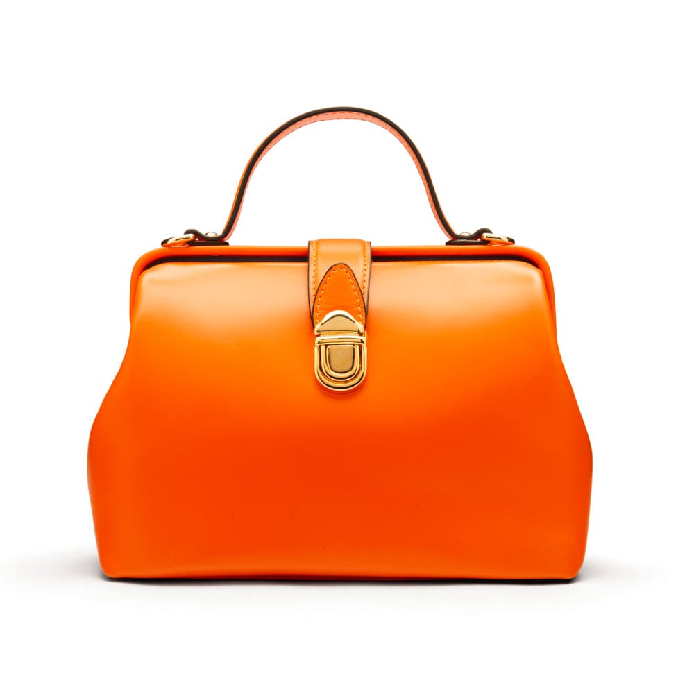 Mini leather Gladstone bag, orange, front