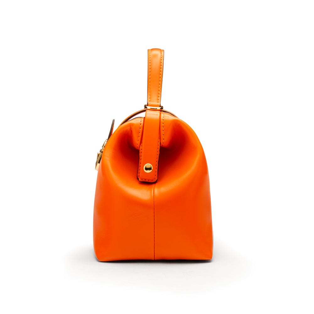 Mini leather Gladstone bag, orange, side