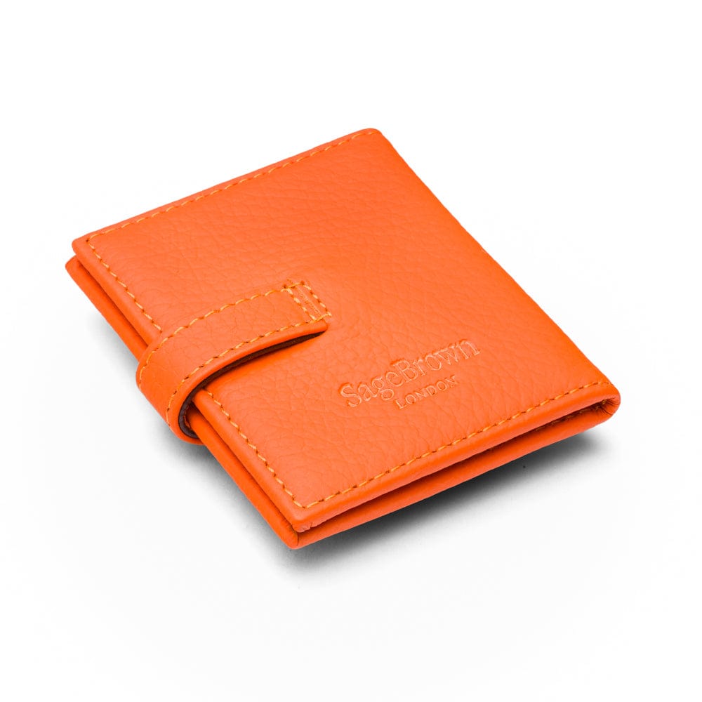 Mini leather passport photo frame, orange, 60 x 40mm, back