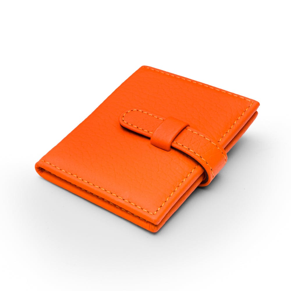 Mini leather passport photo frame, orange, 60 x 40mm, front