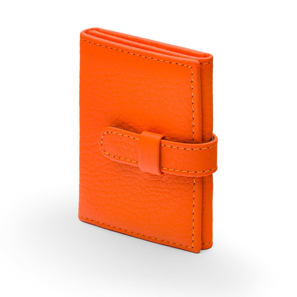 Mini leather trifold photo frame, orange, 60 x 40mm, side