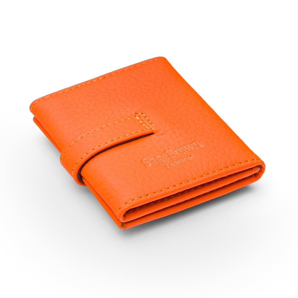 Mini leather trifold photo frame, orange, 60 x 40mm, back