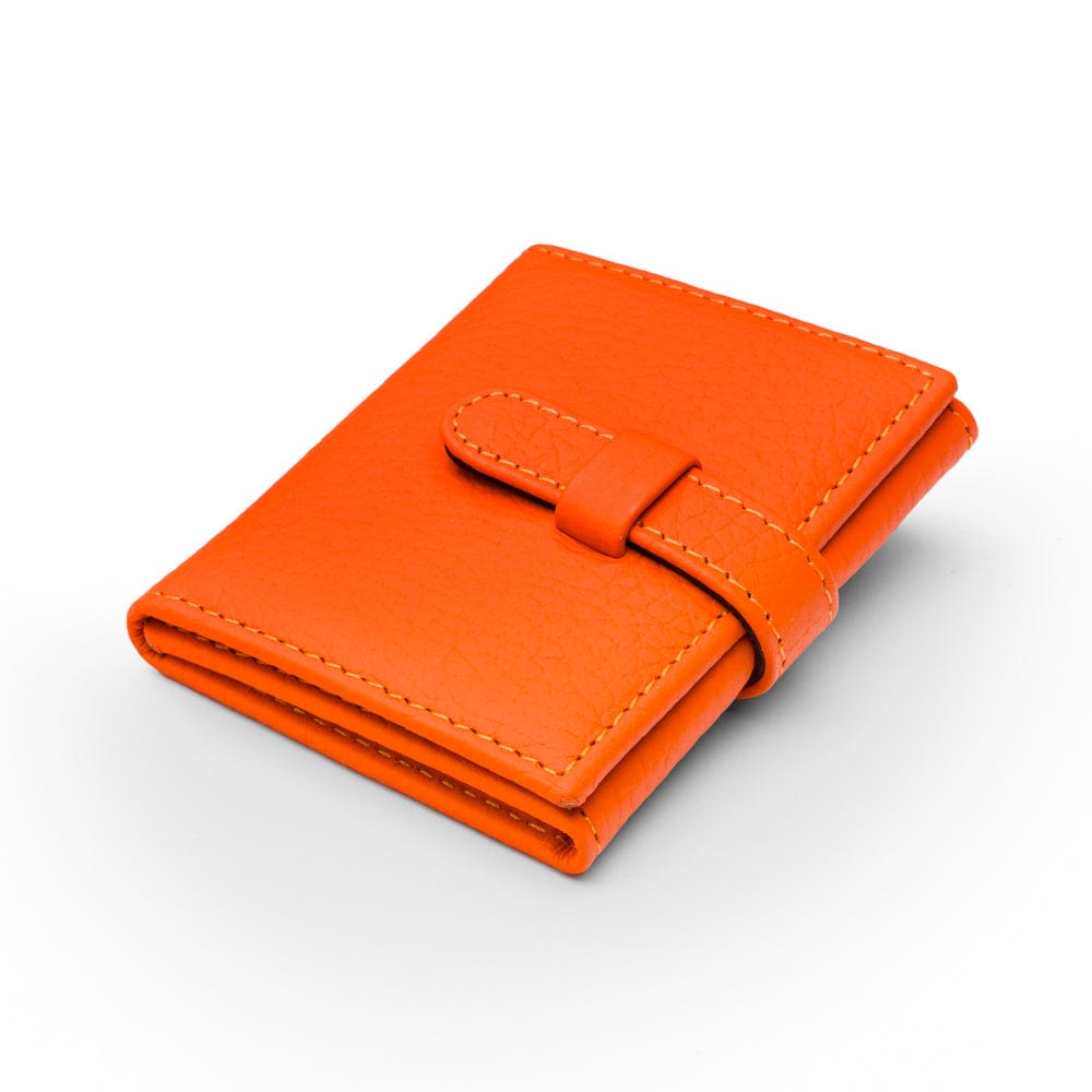 Mini leather trifold photo frame, orange, 60 x 40mm, front