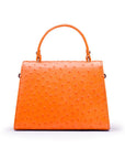 Ostrich leather top handle bag, orange, back