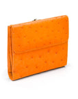 Real ostrich leather coin purse, orange ostrich, back