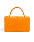 Real ostrich Maya top handle bag, orange, back