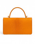Real python Maya top handle bag, orange, back