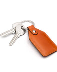 Rectangular leather key fob, orange, front