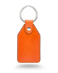 Rectangular leather key fob, orange, front