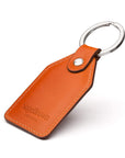 Rectangular leather key fob, orange, back