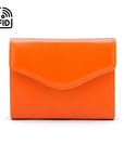 RFID Large leather purse with 15 CC, orange, front