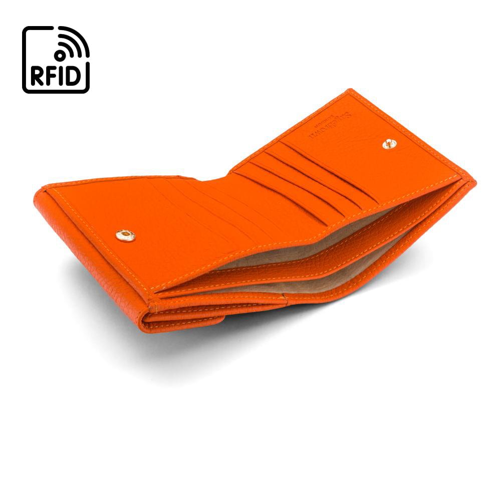 RFID leather purse, orange, inside