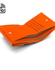 RFID leather purse, orange, inside