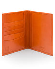 RFID leather passport holder, orange, inside