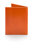 RFID leather passport holder, orange, back view