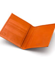 RFID leather passport holder, orange, open