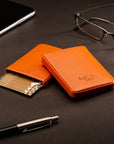 Pull apart business card holder, orange, lifestyle