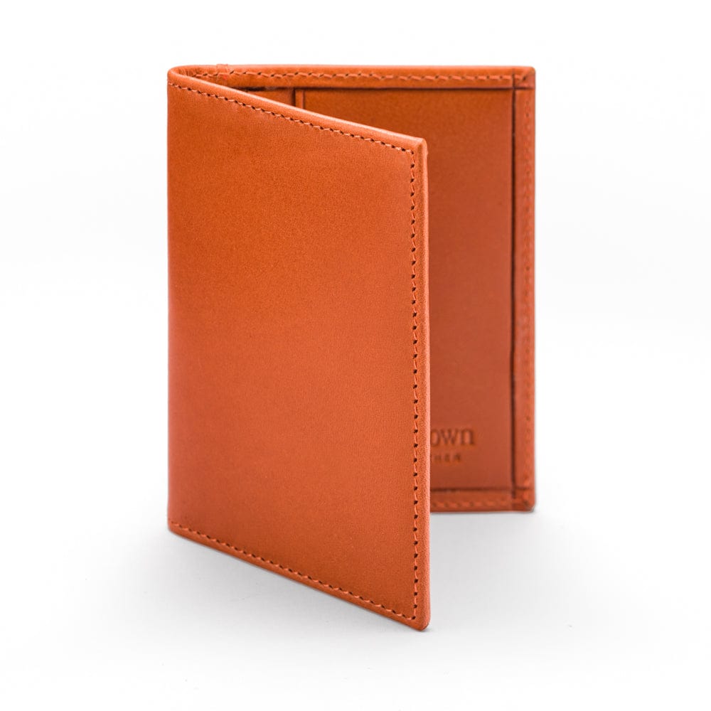 RFID leather credit card wallet, orange, front