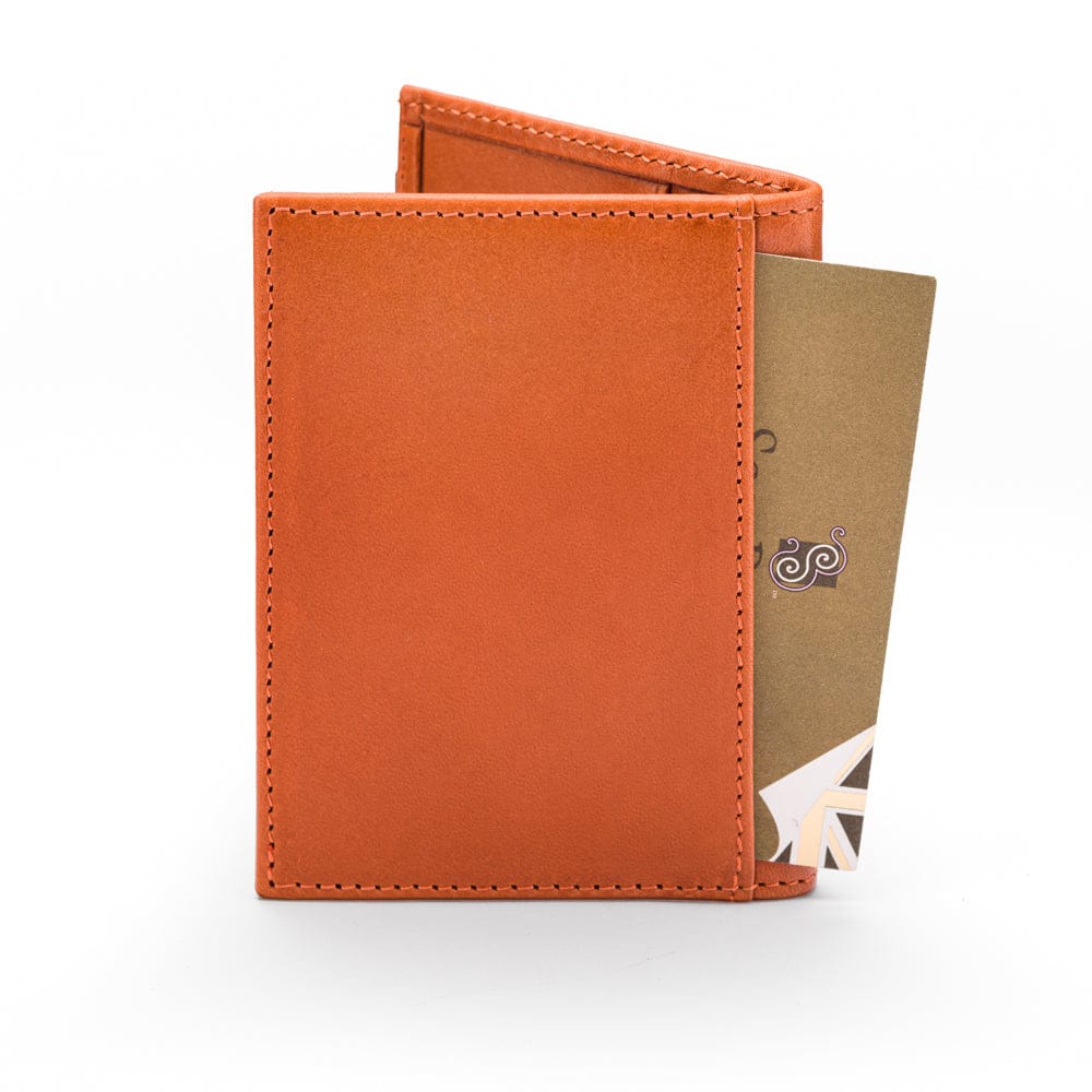 RFID leather credit card wallet, orange, back