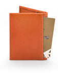 RFID leather credit card wallet, orange, back