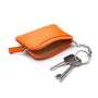 Small leather coin purse with key chain, orange, inside