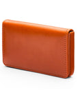 Leather business card holder with magnetic closure, orange, front