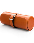 Large leather watch roll, orange, front