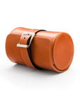 Small leather watch roll, orange, front