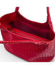 Woven leather shoulder bag, oxblood red, inside