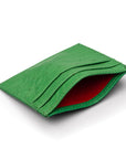 Flat ostrich leather credit card case, emerald green ostrich leather, inside