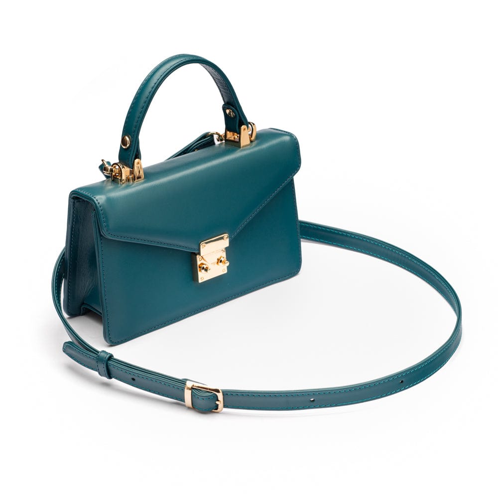 Maya top handle bag, petrol green, side
