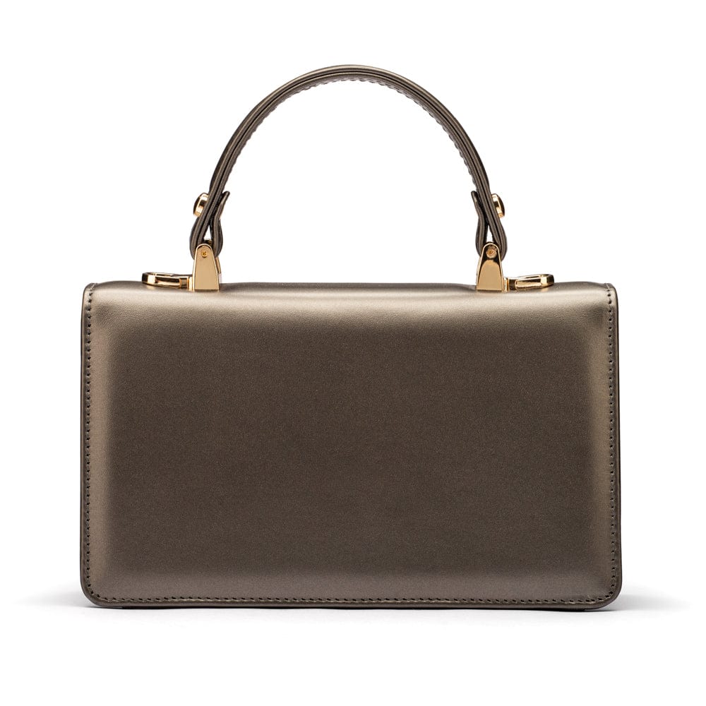 Maya top handle bag, pewter, back