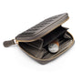 Small zip around woven leather accordion purse, pewter, inside