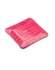 Small leather valet tray, pink croc, flat base