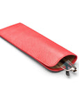 Large leather glasses case, pink, open