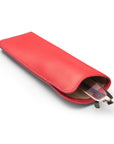 Large leather glasses case, soft pink, inside