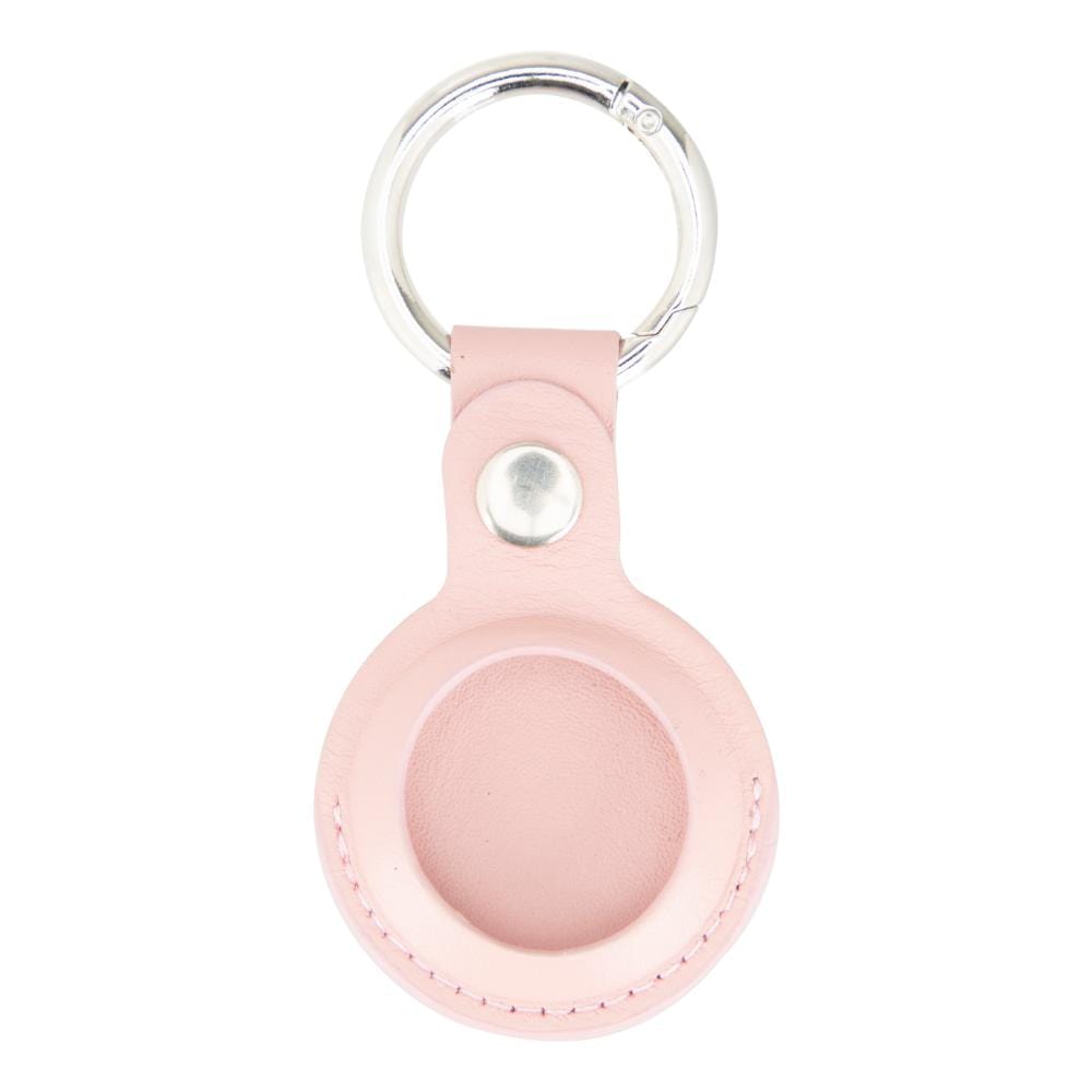 Leather air tag holder, pink, front