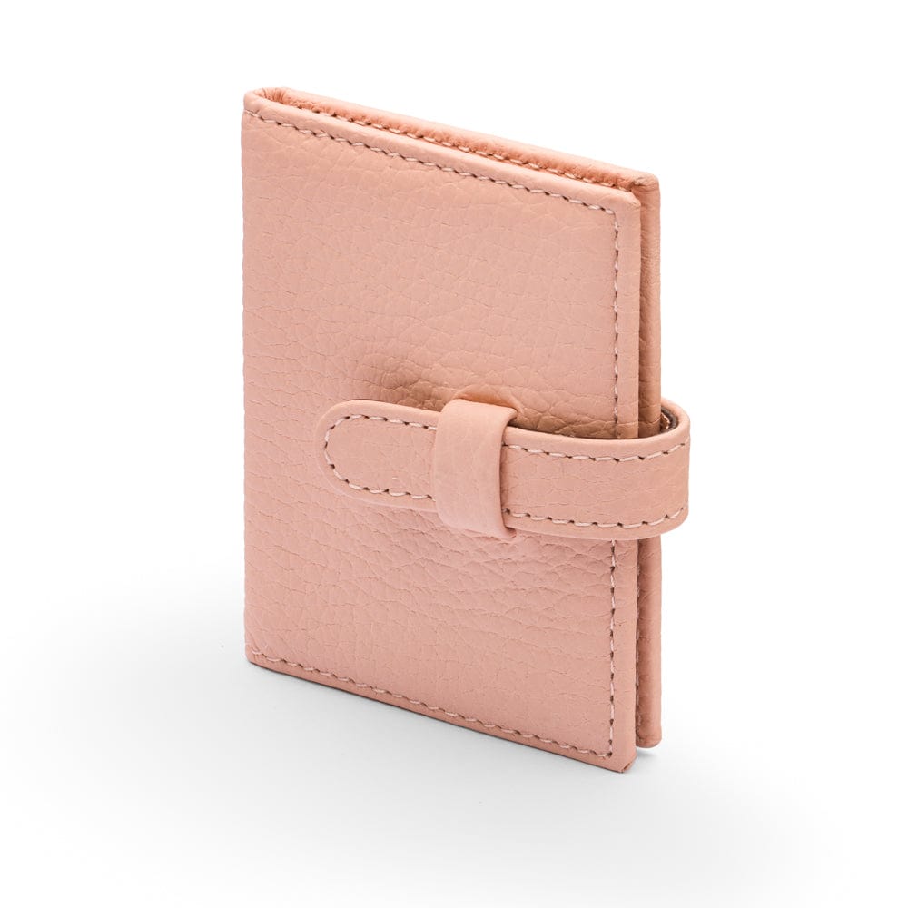 Mini leather passport photo frame, pink, 60 x 40mm, side
