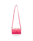 Small leather shoulder bag, pink saffiano. with long shoulder strap