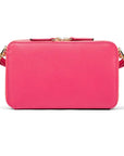 Small leather shoulder bag, pink saffiano, back