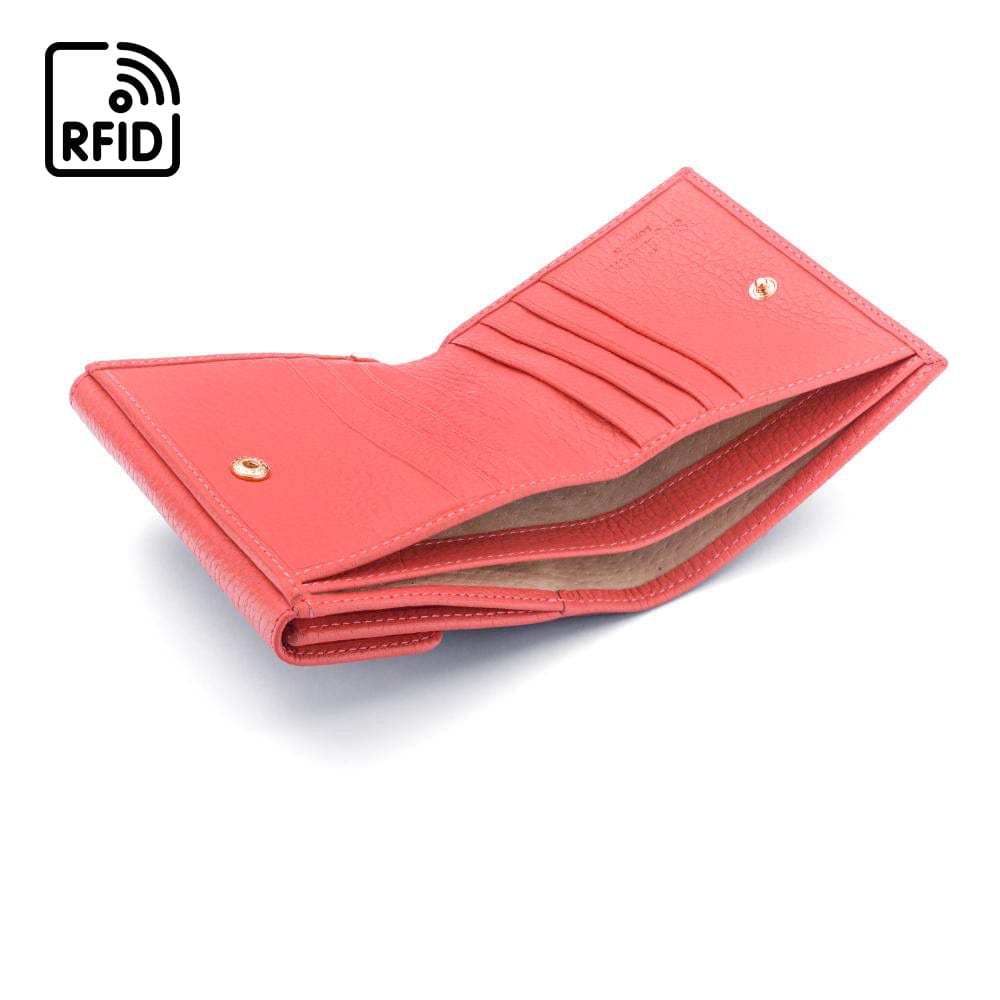 RFID leather purse, pink, inside