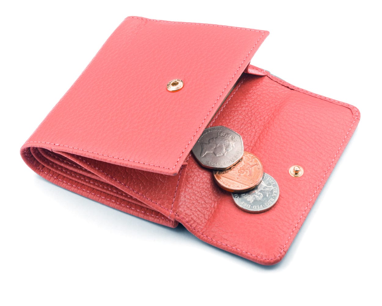 RFID leather purse, pink, coin purse