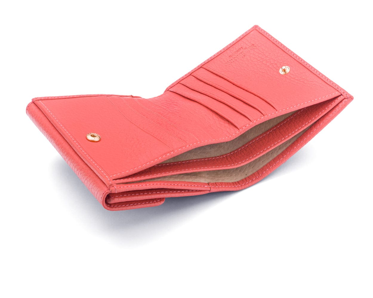 RFID leather purse, pink, inside view