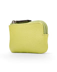 Miniature leather coin purse with key chain, pistachio green, side