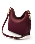 Carol Ann slouchy leather shoulder bag, purple, with detachable shoulder strap