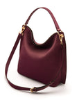 Carol Ann slouchy leather shoulder bag, purple, with both straps