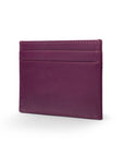 Flat leather credit card wallet, purple, side