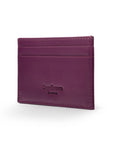 Flat leather credit card wallet, purple, back